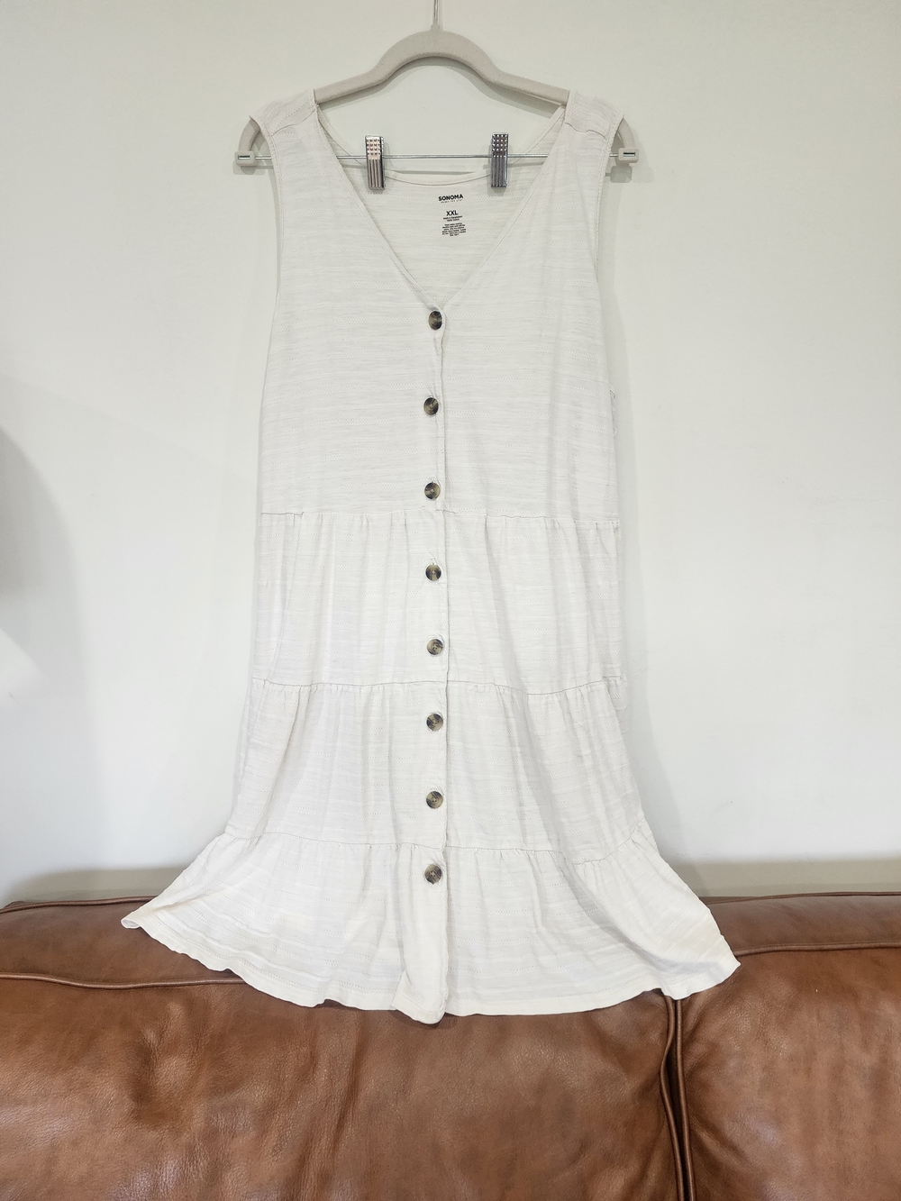 Sonoma Goods For Life Women's XXL White Button-Front Tiered Dress.